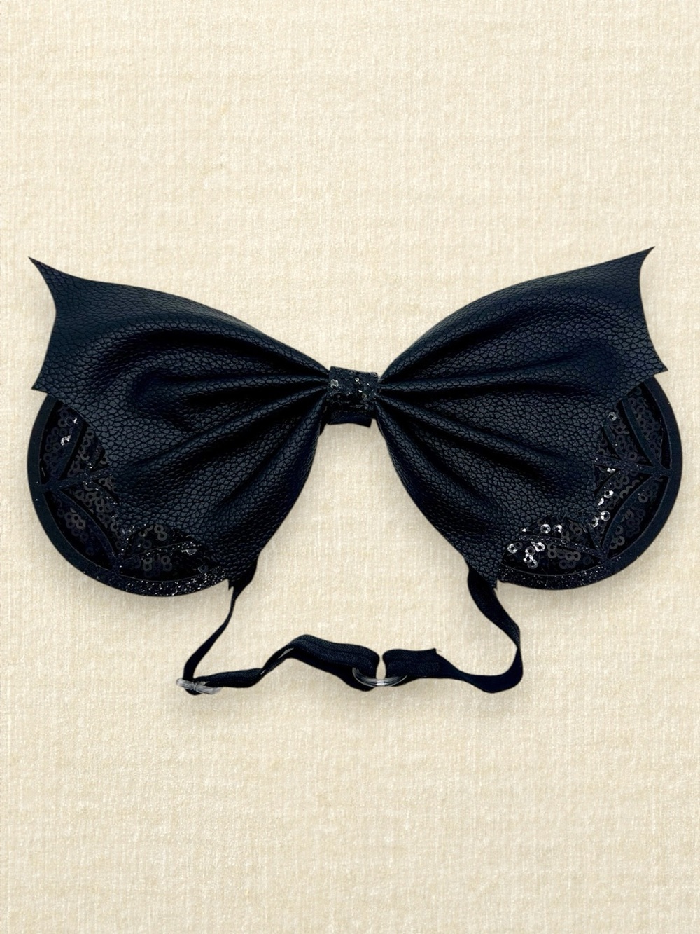 Elastic Black Cobweb Bat Wing Minnie Ears | Disney-Inspired Halloween Mouse Ears